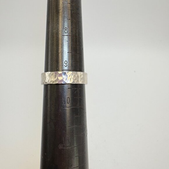 VTG Solid Sterling Silver 925 Hammered Finish Band Ring Size 9.25 - Picture 10 of 11